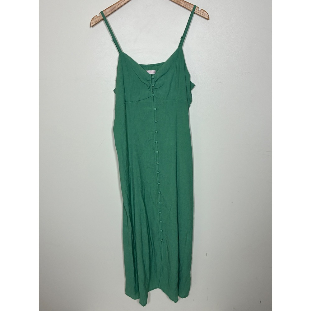 SO Womens Beachy Summer Dress Size L Green Gauzy Boho Strappy Resort Swim Cover